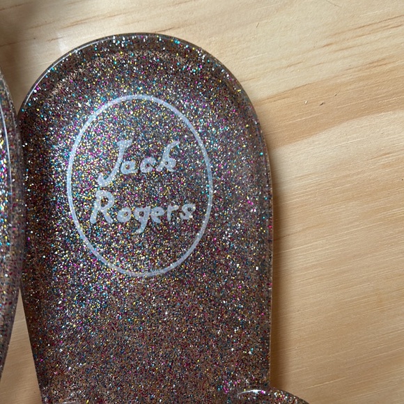 Jack Rogers Jelly Thong, multi glitter thong sandals size 10 Gold studs - Picture 6 of 6